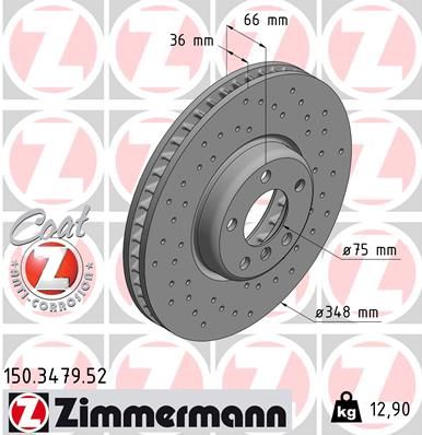 Тормозной диск ZIMMERMANN 150347952