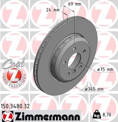 Тормозной диск ZIMMERMANN 150348032