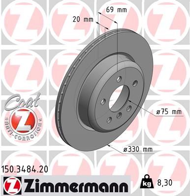 Тормозной диск ZIMMERMANN 150348420