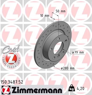 Тормозной диск ZIMMERMANN 150348752