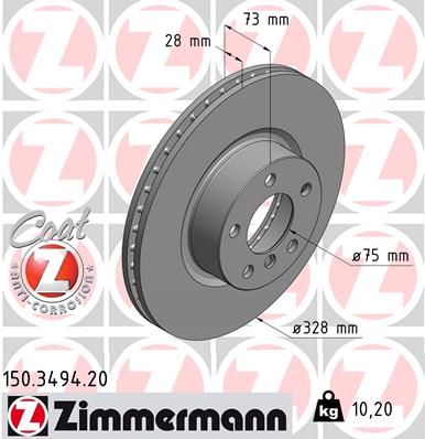 Тормозной диск ZIMMERMANN 150349420