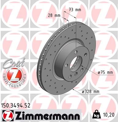 Тормозной диск ZIMMERMANN 150349452