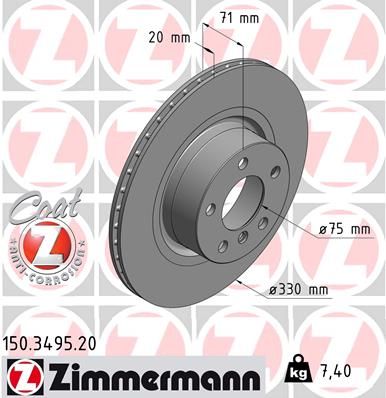Тормозной диск ZIMMERMANN 150349520