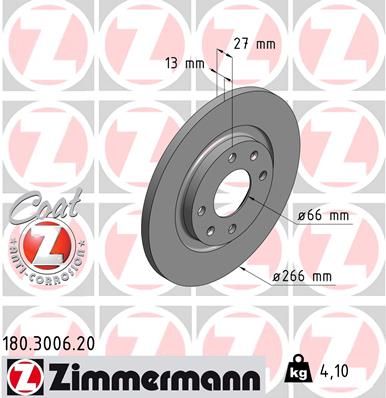 Тормозной диск ZIMMERMANN 180300620
