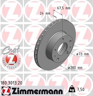 Тормозной диск ZIMMERMANN 180301320