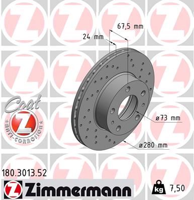 Тормозной диск ZIMMERMANN 180301352