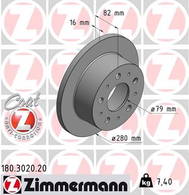 Тормозной диск ZIMMERMANN 180302020