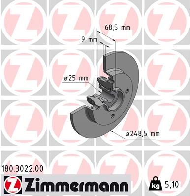 Тормозной диск ZIMMERMANN 180302200