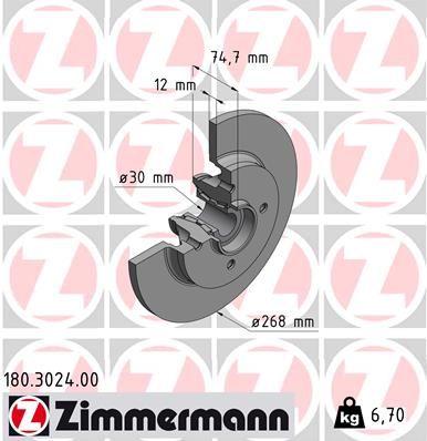Тормозной диск ZIMMERMANN 180302400