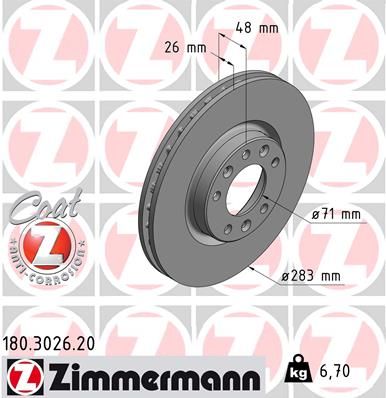 Тормозной диск ZIMMERMANN 180302620