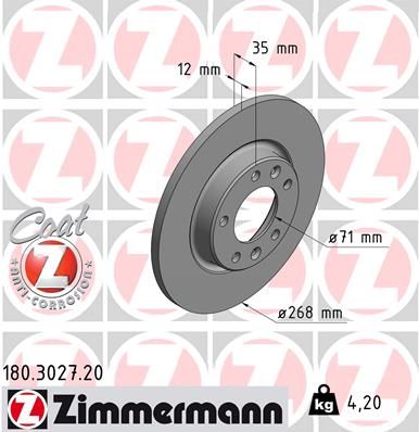 Тормозной диск ZIMMERMANN 180302720