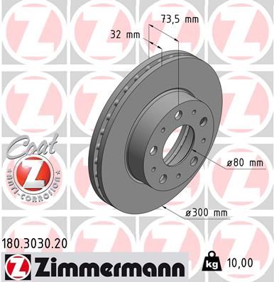 Тормозной диск ZIMMERMANN 180303020