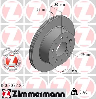 Тормозной диск ZIMMERMANN 180303220