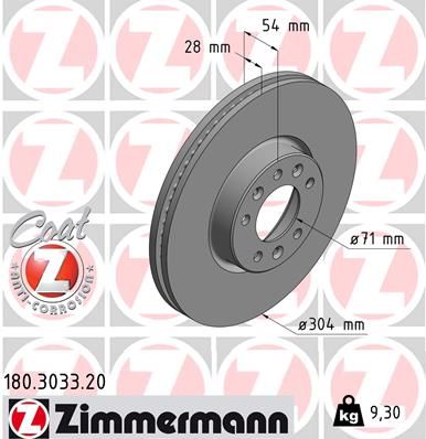 Тормозной диск ZIMMERMANN 180303320