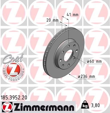 Тормозной диск ZIMMERMANN 185395220