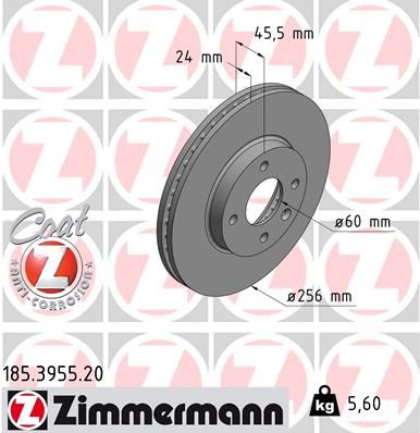 Тормозной диск ZIMMERMANN 185395520