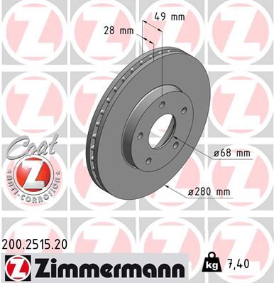 Тормозной диск ZIMMERMANN 200251520