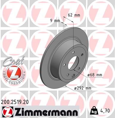 Тормозной диск ZIMMERMANN 200251920