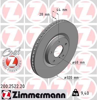 Тормозной диск ZIMMERMANN 200252220