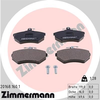Комплект тормозных колодок, дисковый тормоз ZIMMERMANN 201681601
