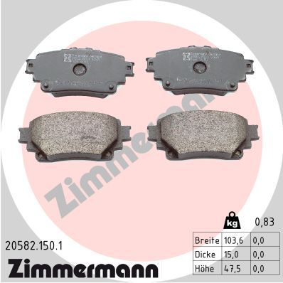 Комплект тормозных колодок, дисковый тормоз ZIMMERMANN 205821501