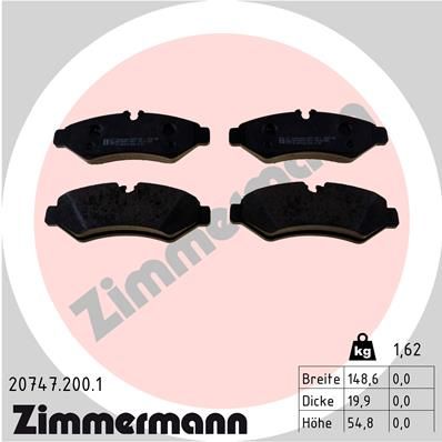 Комплект тормозных колодок, дисковый тормоз ZIMMERMANN 207472001