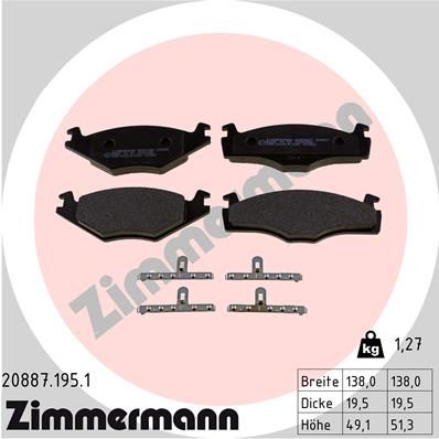 Комплект тормозных колодок, дисковый тормоз ZIMMERMANN 208871951