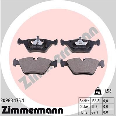 Комплект тормозных колодок, дисковый тормоз ZIMMERMANN 209681751