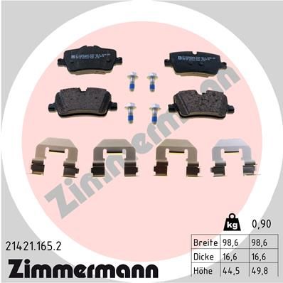 Комплект тормозных колодок, дисковый тормоз ZIMMERMANN 214211652
