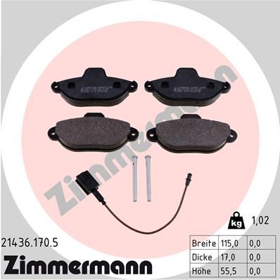 Комплект тормозных колодок, дисковый тормоз ZIMMERMANN 214361705