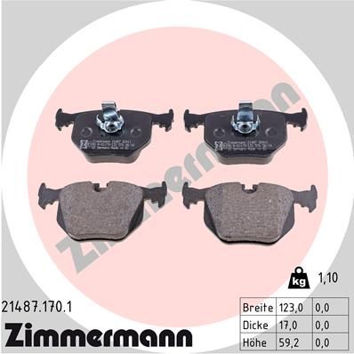 Комплект тормозных колодок, дисковый тормоз ZIMMERMANN 214871701