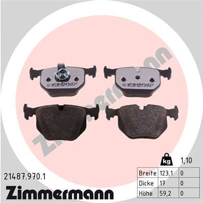 Комплект тормозных колодок, дисковый тормоз ZIMMERMANN 214879701