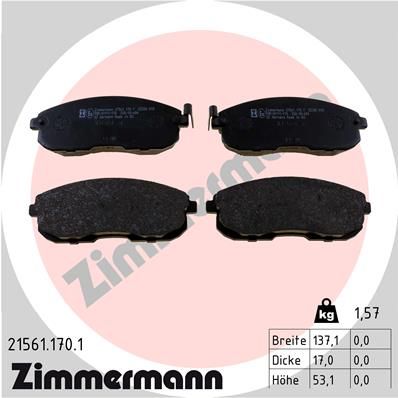 Комплект тормозных колодок, дисковый тормоз ZIMMERMANN 215611701