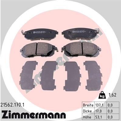 Комплект тормозных колодок, дисковый тормоз ZIMMERMANN 215621701