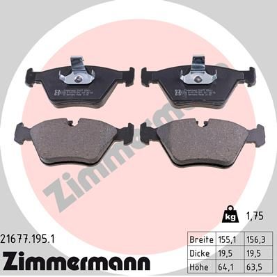 Комплект тормозных колодок, дисковый тормоз ZIMMERMANN 216771951