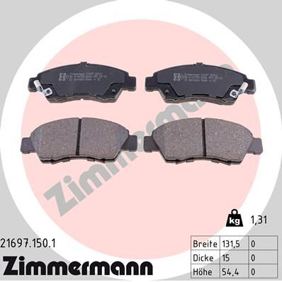 Комплект тормозных колодок, дисковый тормоз ZIMMERMANN 216971501