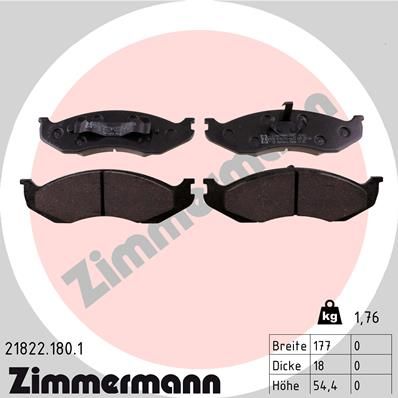 Комплект тормозных колодок, дисковый тормоз ZIMMERMANN 218221801