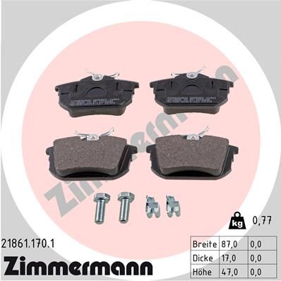 Комплект тормозных колодок, дисковый тормоз ZIMMERMANN 218611701