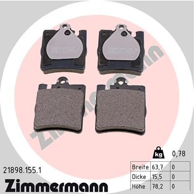 Комплект тормозных колодок, дисковый тормоз ZIMMERMANN 218981551