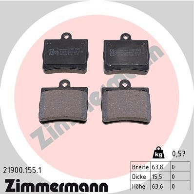 Комплект тормозных колодок, дисковый тормоз ZIMMERMANN 219001551