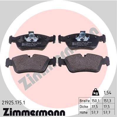 Комплект тормозных колодок, дисковый тормоз ZIMMERMANN 219251751