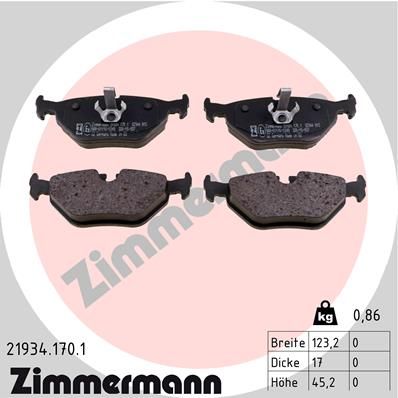 Комплект тормозных колодок, дисковый тормоз ZIMMERMANN 219341701