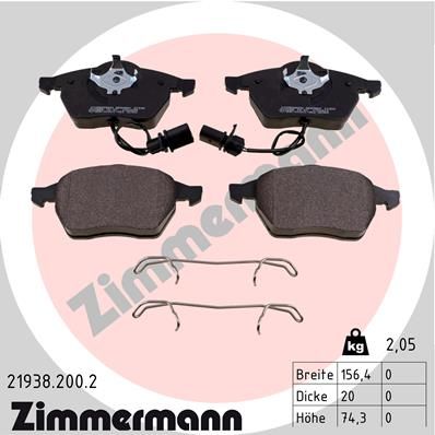 Комплект тормозных колодок, дисковый тормоз ZIMMERMANN 219382002