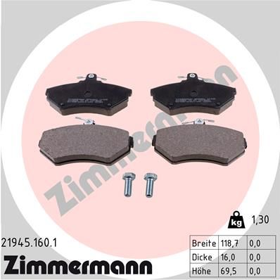 Комплект тормозных колодок, дисковый тормоз ZIMMERMANN 219451601
