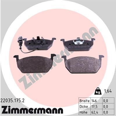 Комплект тормозных колодок, дисковый тормоз ZIMMERMANN 220351752