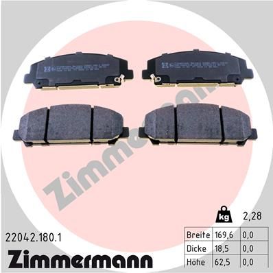 Комплект тормозных колодок, дисковый тормоз ZIMMERMANN 220421801
