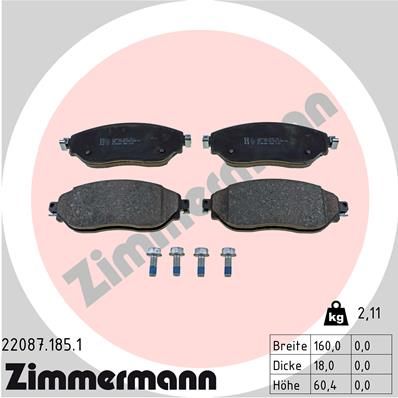 Комплект тормозных колодок, дисковый тормоз ZIMMERMANN 220871851