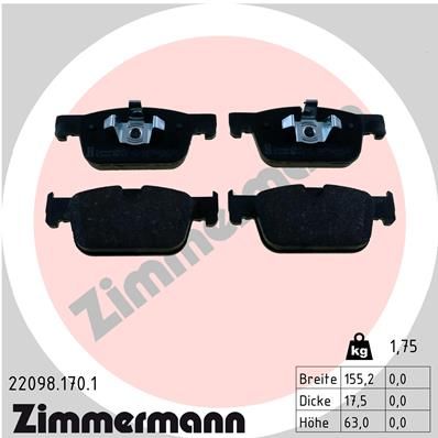 Комплект тормозных колодок, дисковый тормоз ZIMMERMANN 220981701