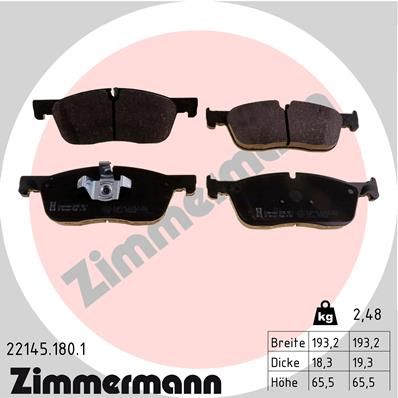 Комплект тормозных колодок, дисковый тормоз ZIMMERMANN 221451801