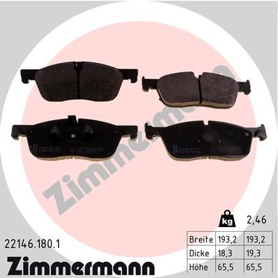 Комплект тормозных колодок, дисковый тормоз ZIMMERMANN 221461801